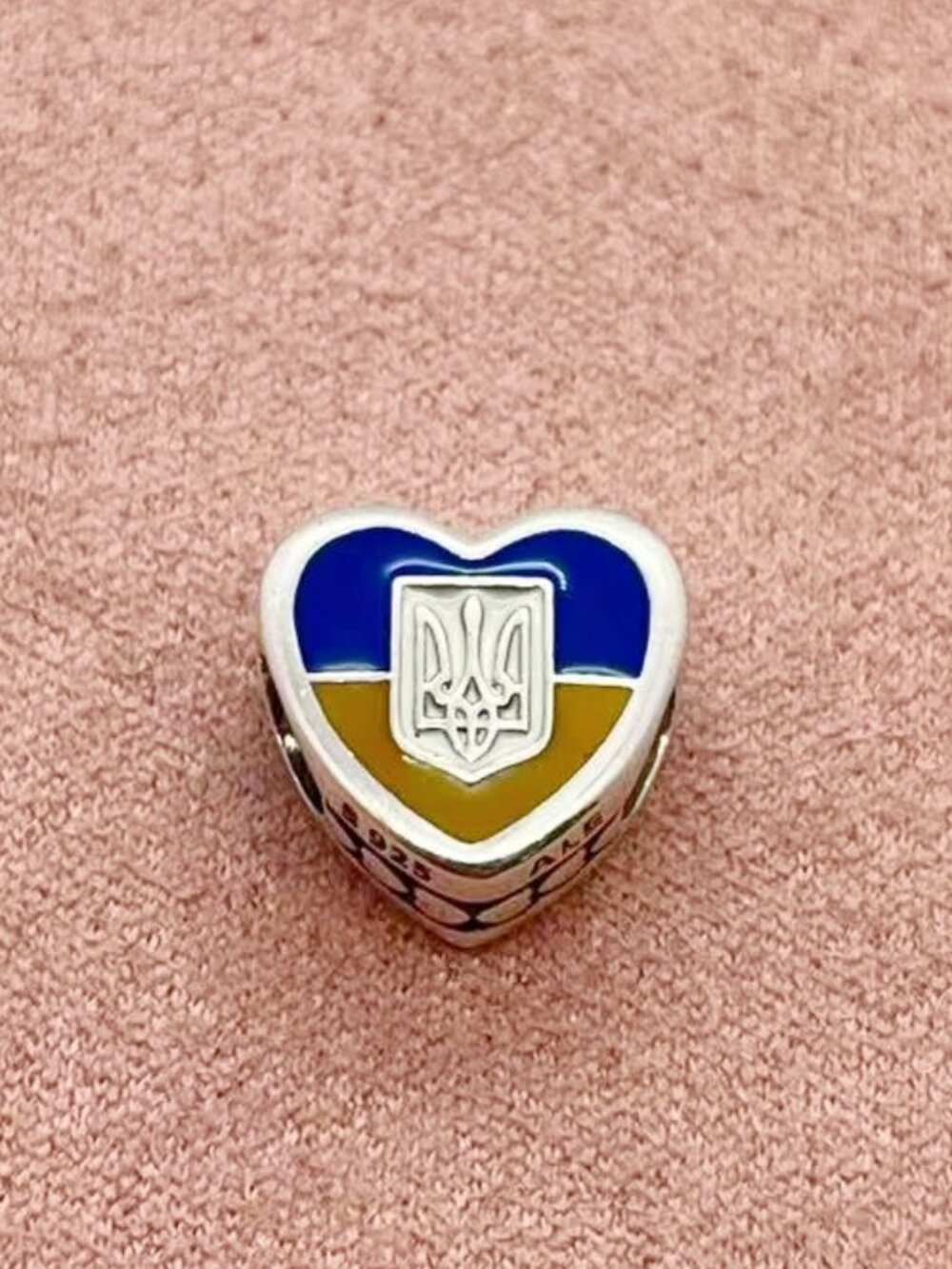 Pandora Ukraine Flag Heart Bead Charm Love Ukraine S925 Sterling Silver Jewelry